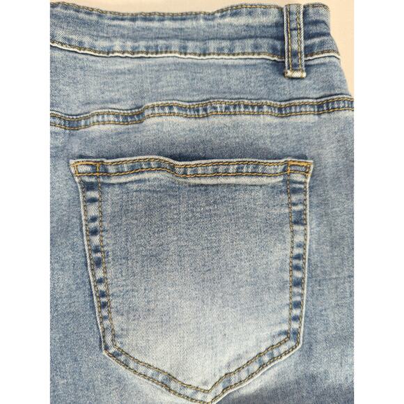 Masseys Rose Embroidered Distressed Skinny Jeans Blue Denim Size 14 - Picture 16 of 16